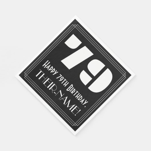 Serviette En Papier 79e anniversaire : Art Déco Inspiré Look "79" + No (Coin)