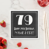 Serviette En Papier 79e anniversaire ~ Art Déco Inspiré Look "79", Nom (En situation)
