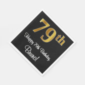 Serviette En Papier 79e anniversaire ~ Elégant Luxueux Faux Gold Look  (Coin)