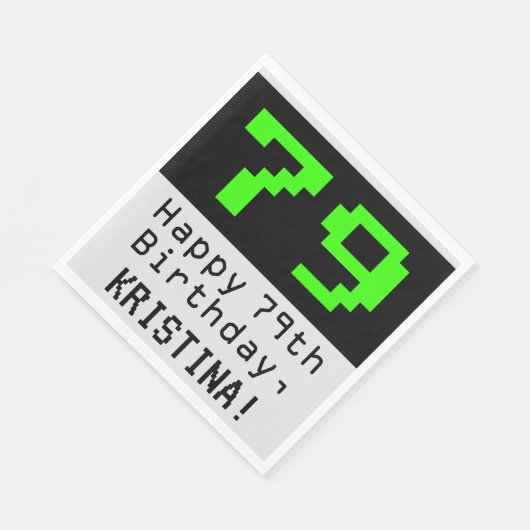 Serviette En Papier 79e anniversaire - Nerdy / Geeky Style "79" & Nom (Coin)