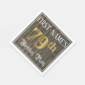 Serviette En Papier 79e fête d'anniversaire — Faux Gold & Faux Wood Lo (Coin)