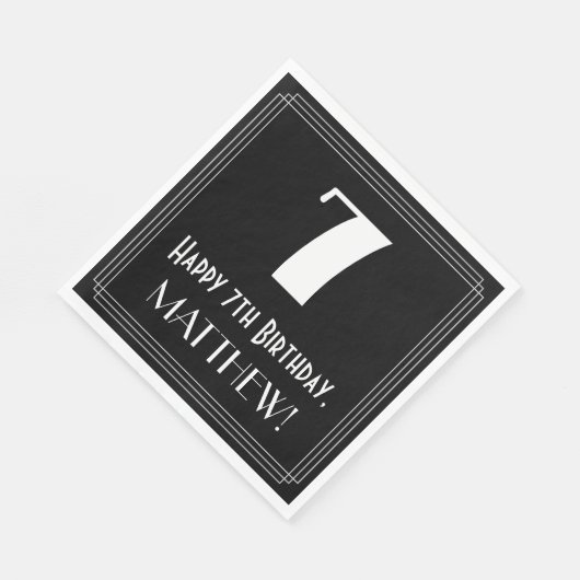Serviette En Papier 7e anniversaire ~ Art Déco Inspiré Look "7", Nom (Coin)