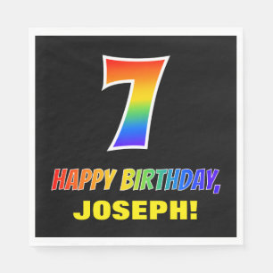 Serviette En Papier 7e anniversaire : Bold, amusant, simple, arc-en-ci
