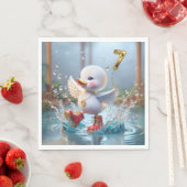 Serviette En Papier 7e anniversaire Duck Dancing In the Rain Puddle (En situation)