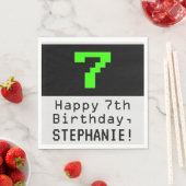 Serviette En Papier 7e anniversaire - Nerdy / Geeky Style "7" & Nom (En situation)