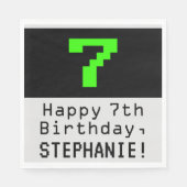 Serviette En Papier 7e anniversaire - Nerdy / Geeky Style "7" & Nom (Devant)