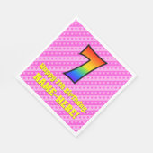 Serviette En Papier 7e anniversaire : Pink Stripes & Hearts, Rainbow # (Coin)