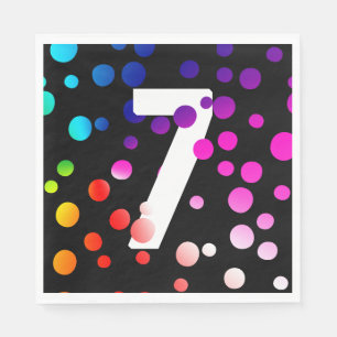 Serviette En Papier 7e Anniversaire Points Arc-en-ciel