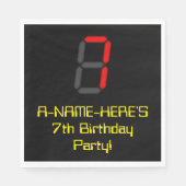 Serviette En Papier 7e anniversaire : Rouge Digital Horloge Style "7" (Devant)