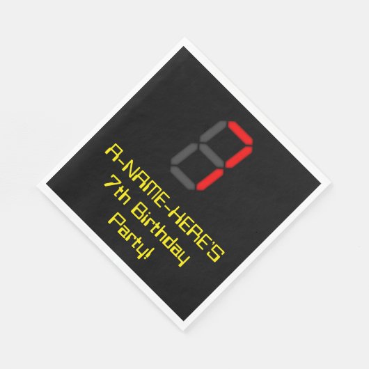 Serviette En Papier 7e anniversaire : Rouge Digital Horloge Style "7" (Coin)