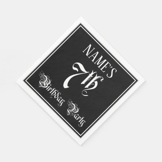 Serviette En Papier 7e fête d'anniversaire — Script fantaisie + Nom pe (Coin)