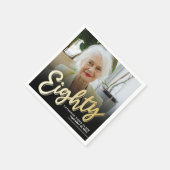 Serviette En Papier 80 80e anniversaire script photo personnalisé or (Coin)