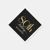 Serviette En Papier 80 80e fête d'anniversaire Black Gold (Coin)