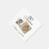 Serviette En Papier 80 and Fabulous 80th Birthday Black Script Photo (Coin)