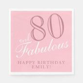 Serviette En Papier 80 et fabuleux élégant Script 80e anniversaire (Devant)