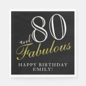 Serviette En Papier 80 et fabuleux élégant Script 80e anniversaire (Devant)