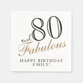 Serviette En Papier 80 et fabuleux élégant Script 80e anniversaire (Devant)