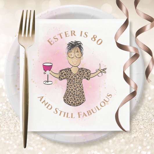 Serviette En Papier 80 et fabuleux Ethnic Gold Rose Femme Anniversaire