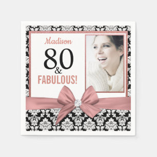Serviette En Papier 80 et Fabuleux Rose or arc damask 80e anniversaire