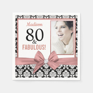 Serviette En Papier 80 et Fabulous Rose d'or damask 80e anniversaire