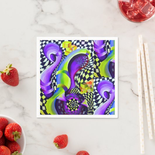 Serviette En Papier 80 s Art Deco Geometric Pattern (En situation)