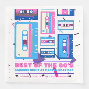 Serviette En Papier 80´s Vintage Style EIGHTIES Retro Cassette Design