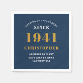 Serviette En Papier 80e Anniversaire 1941 Or Bleu pour lui Personnalis (Devant)