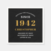 Serviette En Papier 80e anniversaire 1942 Black Gold pour lui personna (Devant)