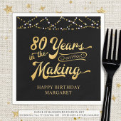 Serviette En Papier 80e anniversaire 80 ans rétro dans les lumières