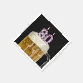 Serviette En Papier 80e anniversaire Bière sur noir (Coin)