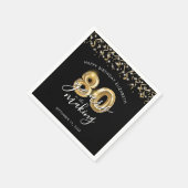 Serviette En Papier 80e anniversaire Black Gold Script Streamers (Coin)