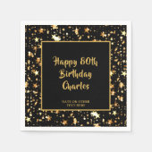 Serviette En Papier 80e Anniversaire Black Gold Stars Script Brosse Pe (Devant)