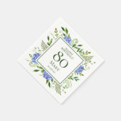 Serviette En Papier 80e anniversaire Blue Hydrangeas (Coin)