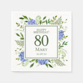 Serviette En Papier 80e anniversaire Blue Hydrangeas (Devant)