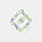 Serviette En Papier 80e anniversaire Blue Hydrangeas (Coin)