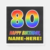 Serviette En Papier 80e anniversaire : Bold, amusant, simple, arc-en-c (Devant)