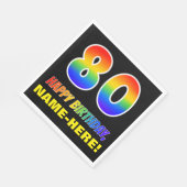 Serviette En Papier 80e anniversaire : Bold, amusant, simple, arc-en-c (Coin)