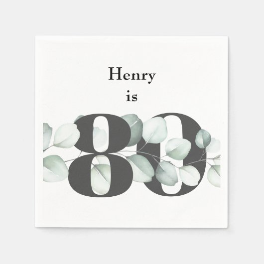 Serviette En Papier 80e anniversaire Cocktail personnalisé serviettes (Devant)