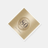 Serviette En Papier 80e anniversaire de fête Monogramme or Elegant (Coin)