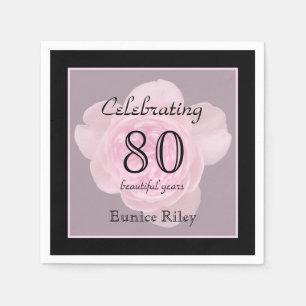 Serviette En Papier 80e anniversaire de fête Rose papier serviettes