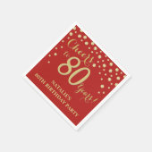 Serviette En Papier 80e anniversaire de fête Rouge et Diamant Or Napki (Coin)