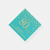 Serviette En Papier 80e anniversaire de fête Turquoise et diamants d'o (Coin)