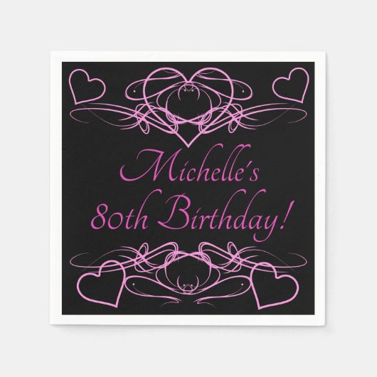 Serviette En Papier 80e anniversaire de la femme (Devant)