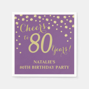 Serviette En Papier 80e anniversaire de la fête du violet et du diama