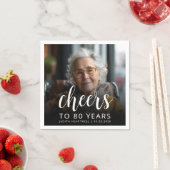 Serviette En Papier 80e anniversaire de la fête Photo White Script Che (En situation)