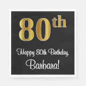 Serviette En Papier 80e anniversaire ~ Elégant Luxueux Faux Gold Look  (Devant)