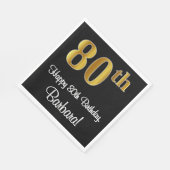 Serviette En Papier 80e anniversaire ~ Elégant Luxueux Faux Gold Look  (Coin)