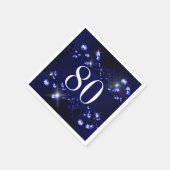 Serviette En Papier 80e anniversaire femme bleu noir brillant Diamant (Coin)