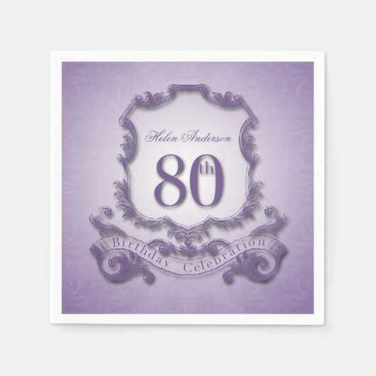 Serviette En Papier 80e anniversaire Fête cadre Vintage (Devant)