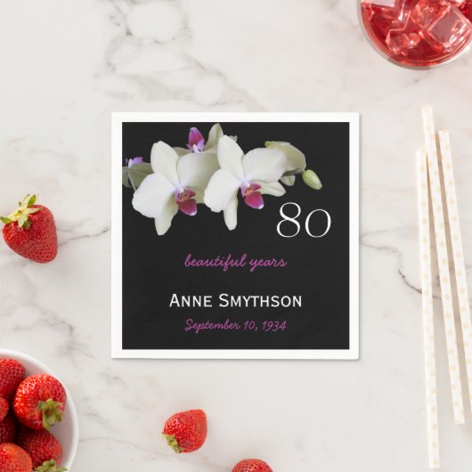 Serviette En Papier 80e anniversaire fête orchidée papier serviettes (En situation)